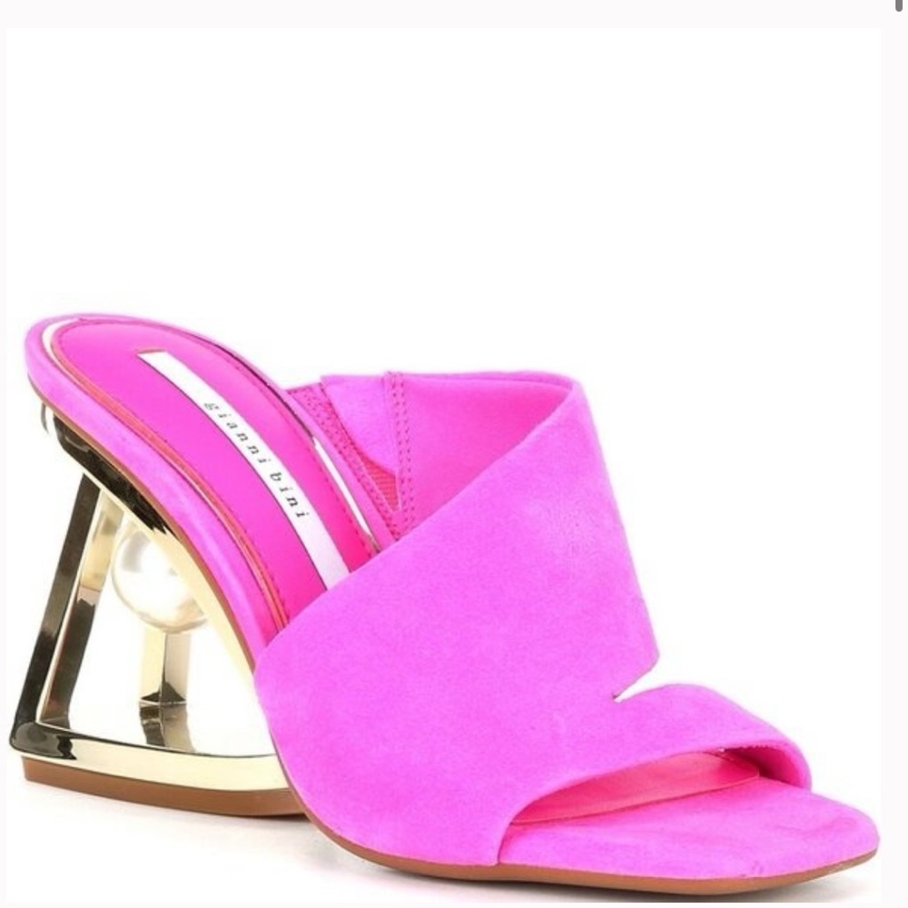 Gianni Bini Paityn Slide size 7 1/2 ~ Hyper Pink ~ Architectural Pearl Wedge
